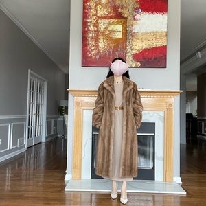 Pastel Mink Coat with Spiral Design Sleeves
